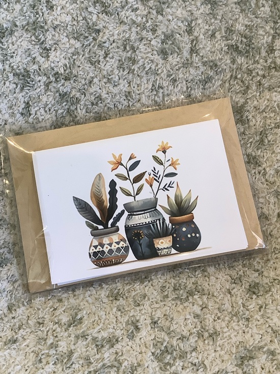 Artistic Creations Other - Tropical Botanical Potted Plants Note Cards Set of 6 same design, NWT HC 6x4.5”